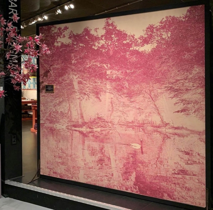 Wallpaper in window Swan Pink Netherlands