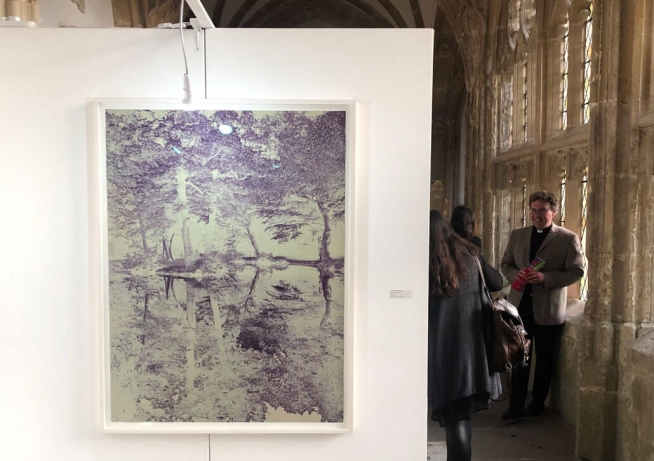 Photo of artwork in Wells Cathedral cloisters