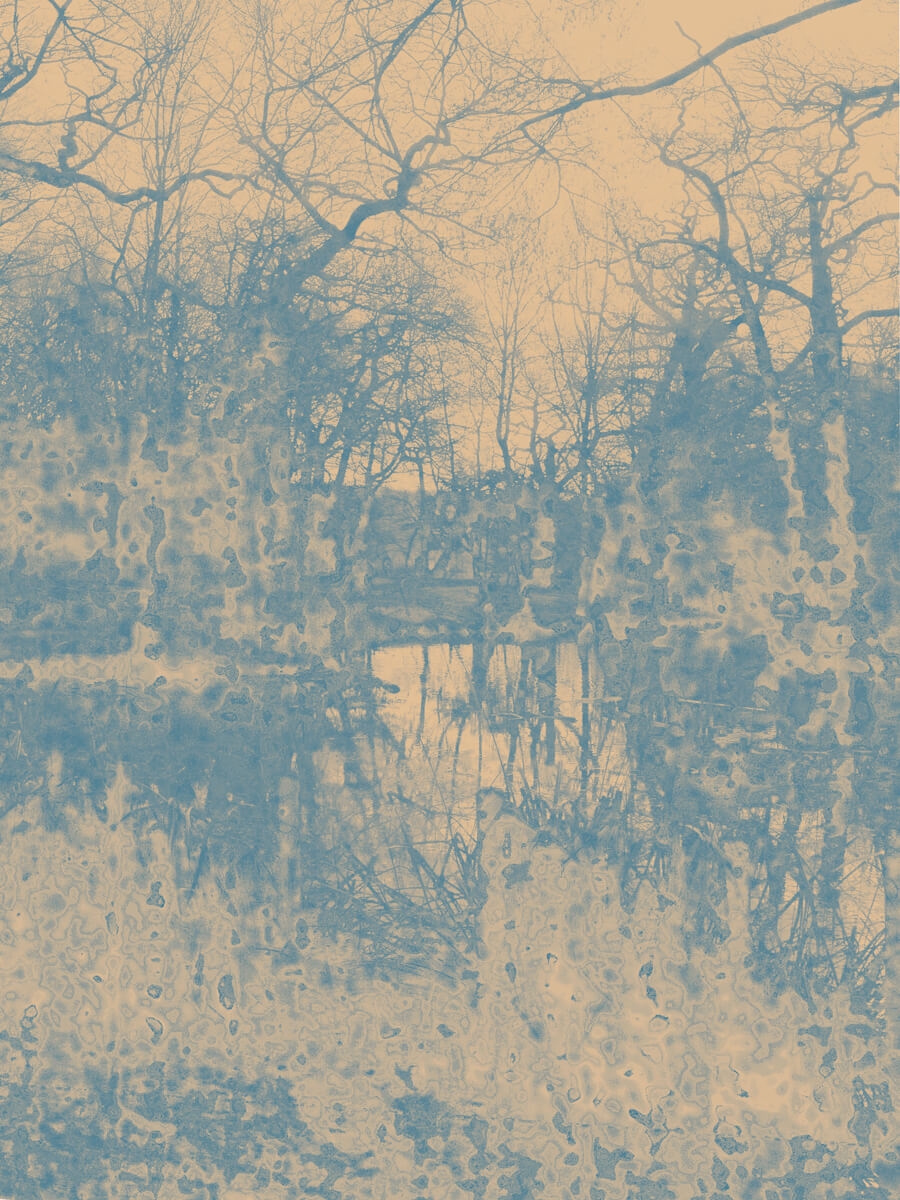 A Winters Day Blue and Yellow Artwork Print