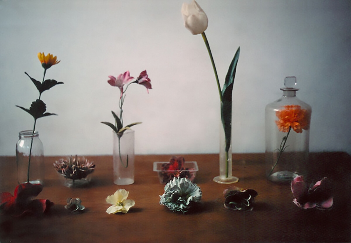 Botanical Study 1994 Found Plastic and Silk Flowers on a Table Still Life Dutch
