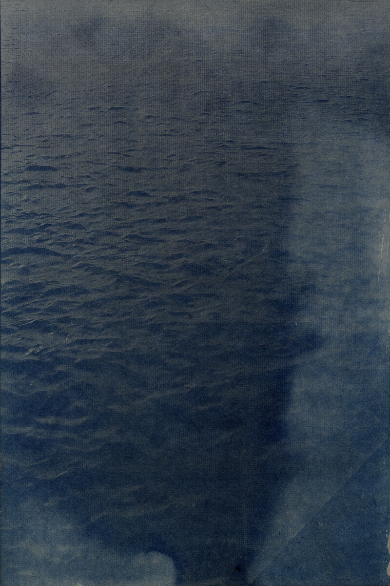 Meridian Panel #2 Cyanotype on Cardboard, Looking south on the Thames